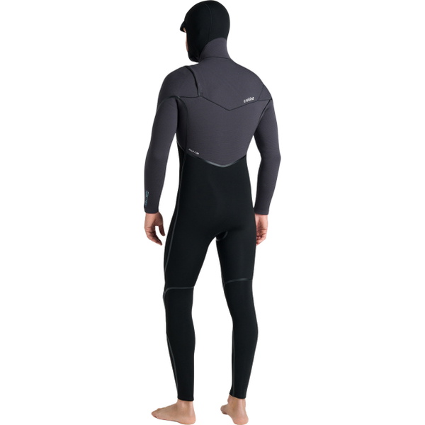 2026 C-Skins Mens Nuwave Wired 5/4mm Hooded Chest Zip Wetsuit CWI54MH - Black / Meteor / Blue